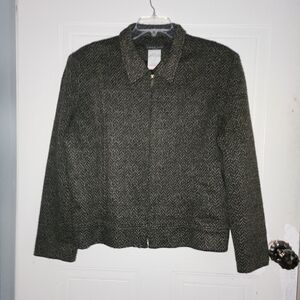 Lana Lee Canada Vintage Womens Black/Light Tan Herringbone Pattern Jacket Sz XL